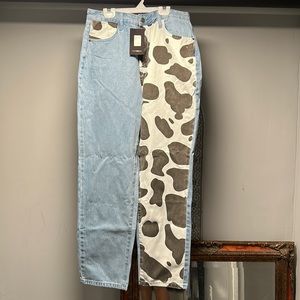Fashion Nova cow print non stretch Jeans